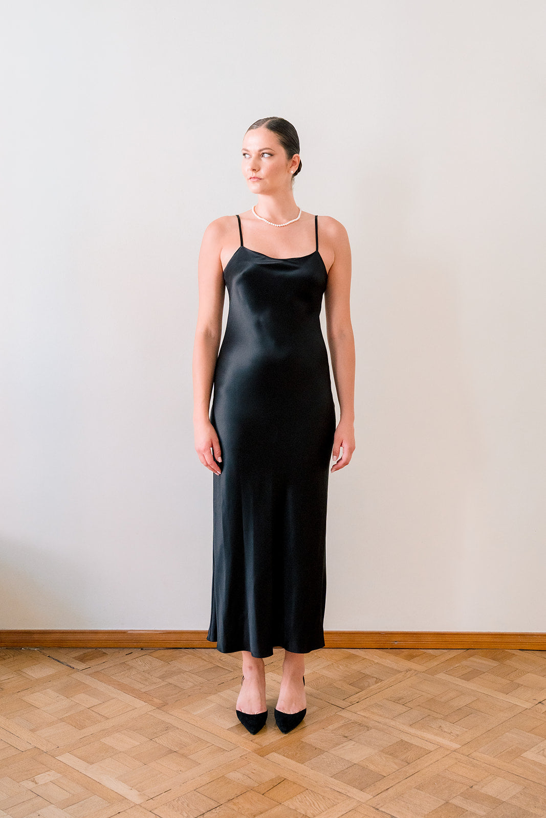 The Noir Silk Slip Dress