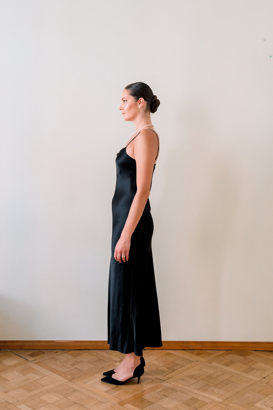 The Noir Silk Slip Dress